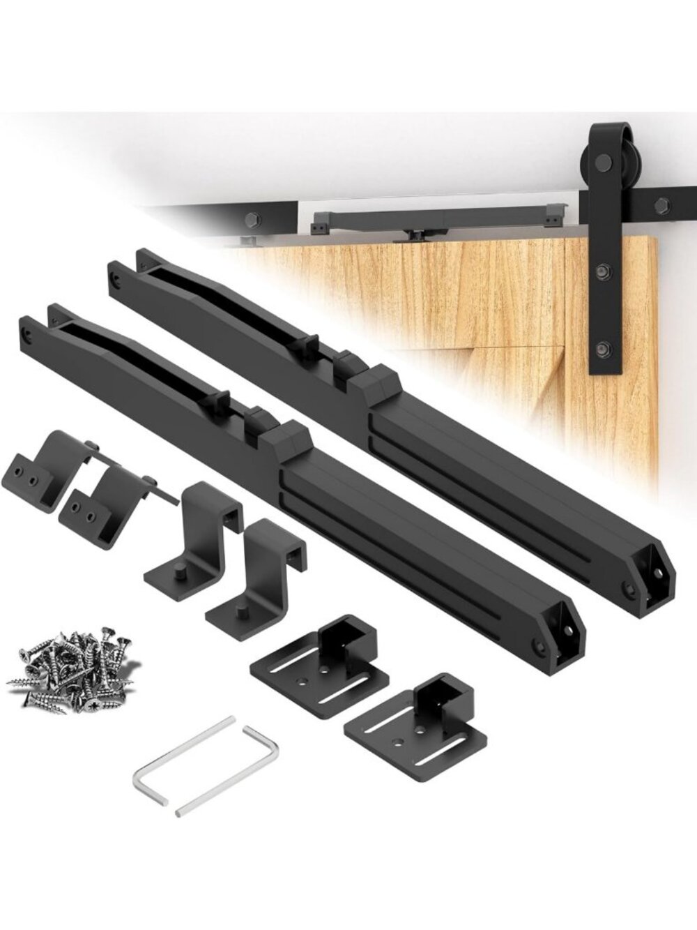 Soft Close Barn Door Kit, Damper for 88-132 lbs Flat Track, 2 Pieces, Easy